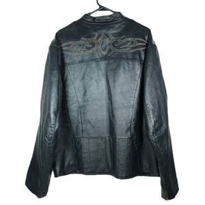 Wilsons Men's VTG Cafe Racer XL Black Leather Geometric Zip Moto Biker Jacket